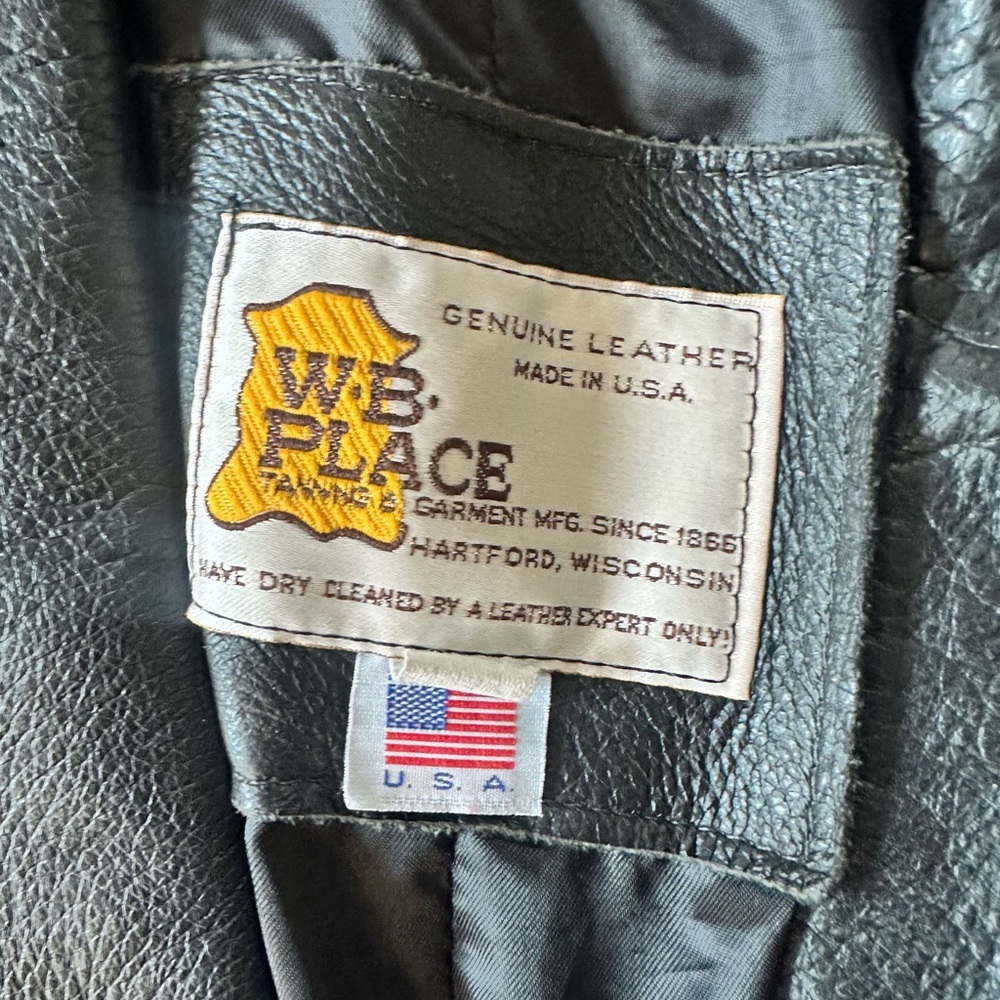 Vintage Genuine Leather W.B. Place Trench Coat-Black-Size Medium - Picture 9 of 10